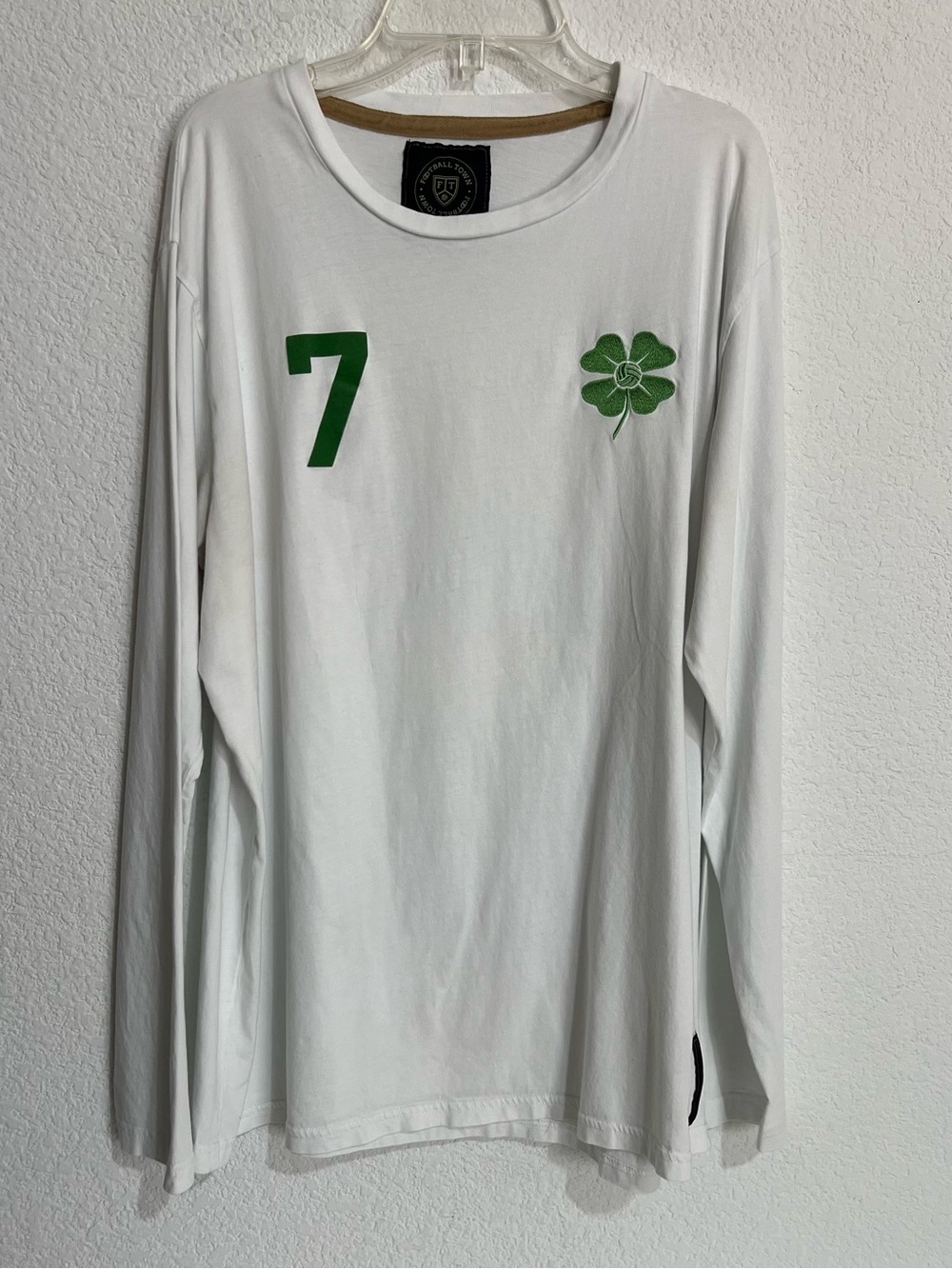 Football Town The Clover White Green Shamrock Cotton Long Sleeve Top Unisex XL